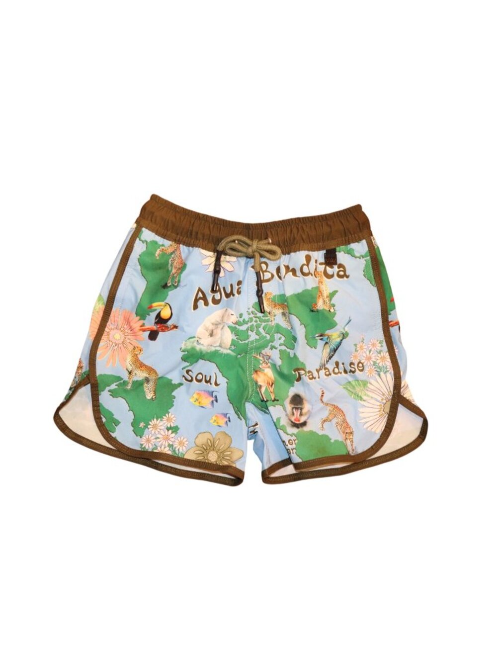 Agua Bendita Mens Printed Swim Shorts Size 8 With Elastic Waist & Drawstring Clo